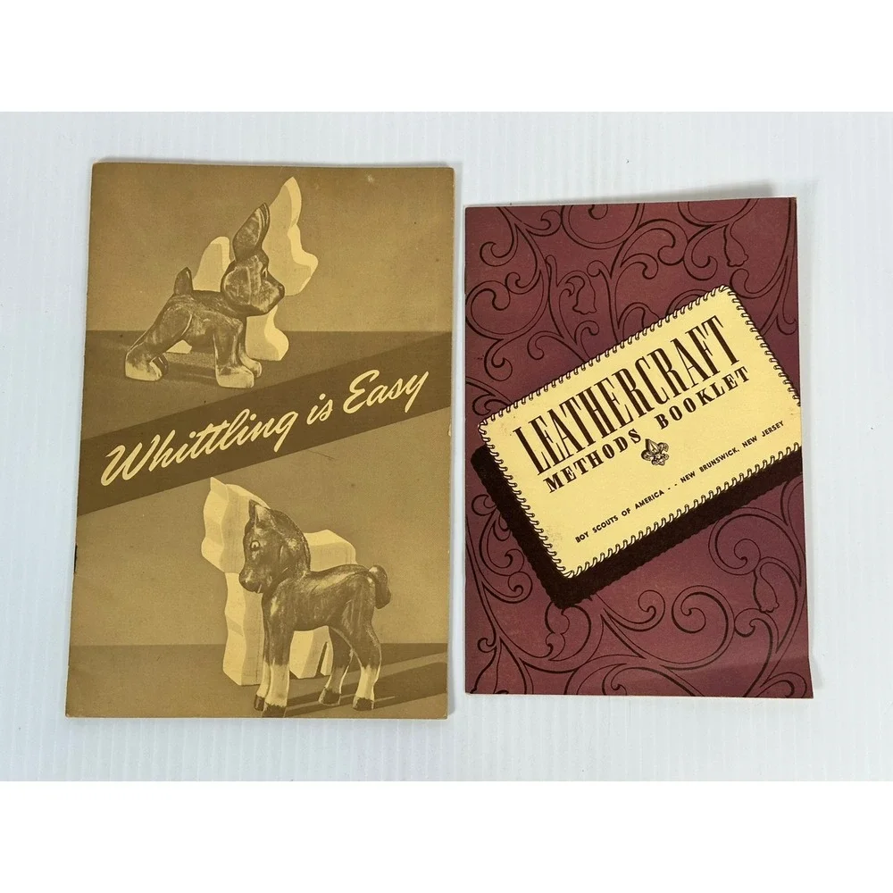 Vintage Whittling Is Easy 1945 & Leathercraft Methods 1940 Boy‎ Scouts Booklets